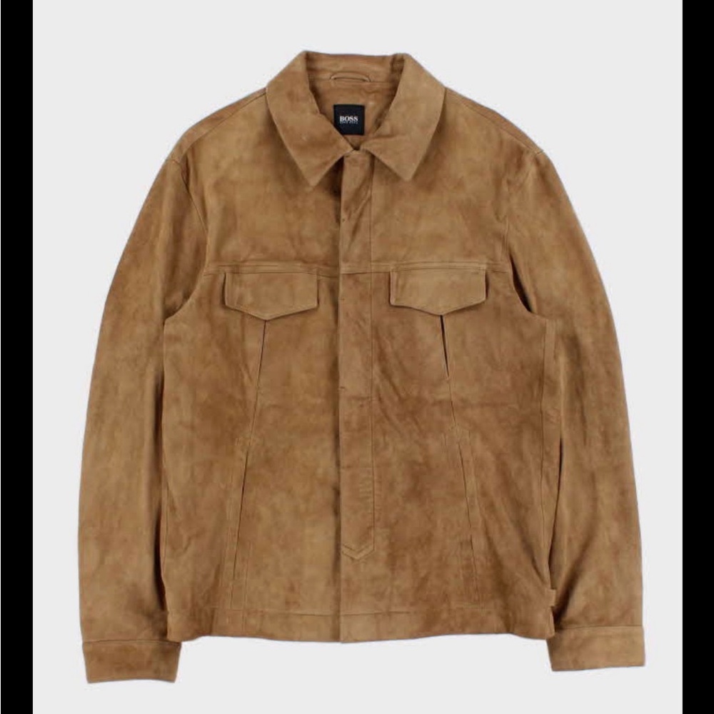 Hugo BOSS Tan Lamb Suede Buttoned Jacket